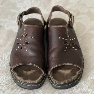 Vintage Dr. Martens 90s Flower Cut Out Sandal Ankle Strap Brown